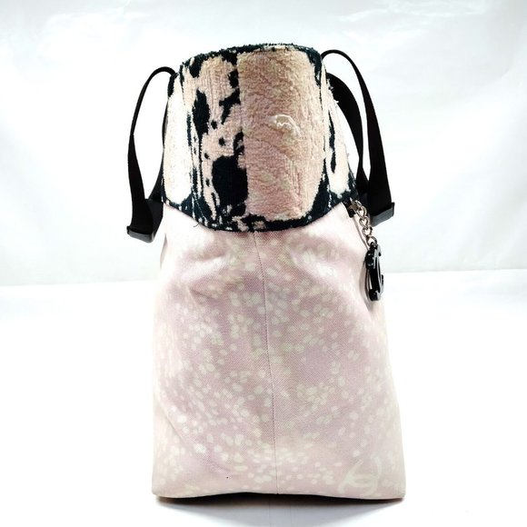 Chanel Pink X Black Terry Cloth Cc Logo Tote Bag - Picture 3 of 8